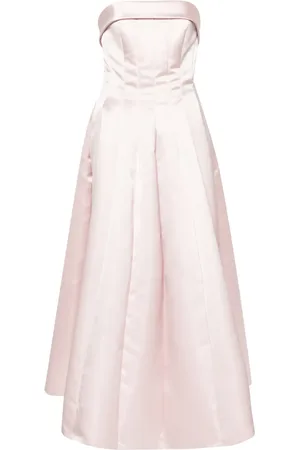 Serafini Vestido midi strapless con efecto satinado