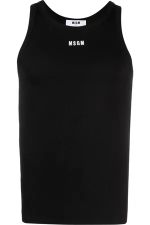 Msgm Camiseta tejida de canalé con logo bordado