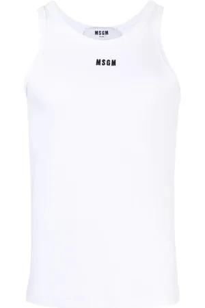 Msgm Camiseta tejida de canalé con logo bordado