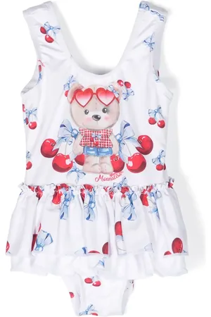 MONNALISA Traje de baño con volantes y cerezas estampadas