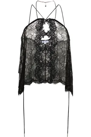 The Attico Top de encaje transparente con cuello halter