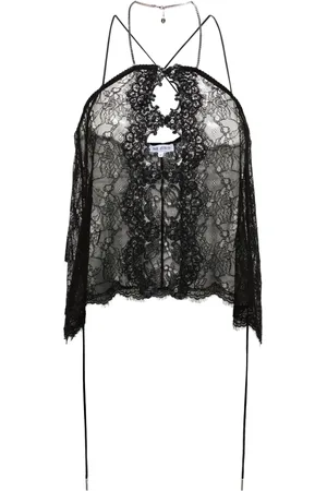 The Attico Top de encaje transparente con cuello halter
