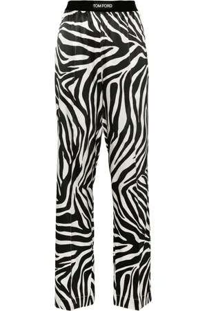 Tom Ford Pantalones de seda con estampado de cebra
