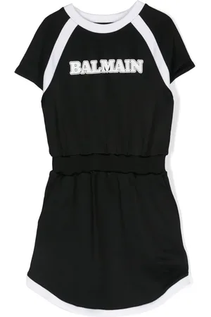Balmain Vestido manga corta con logo estampado