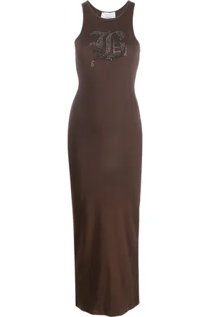 BLUMARINE Vestido midi con logo de strass