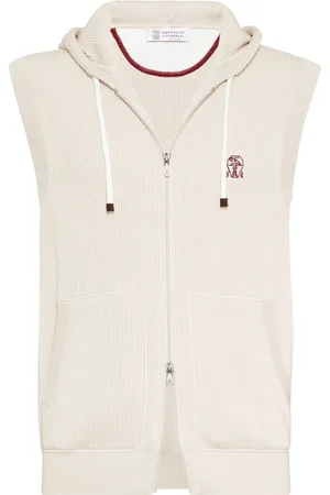 Brunello Cucinelli Chaleco tejido de canalé con logo bordado