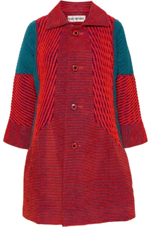 Issey Miyake Abrigo de canalé con diseño color block 1990