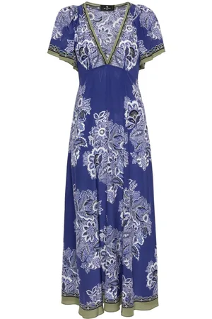 Etro Vestido largo de seda con estampado floral