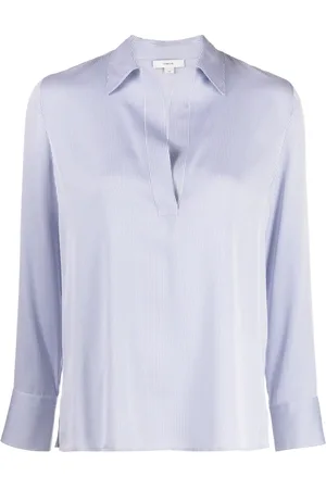 Vince Camisa satinada de seda con motivo de rayas