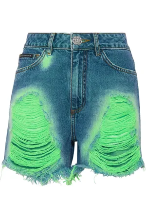 Philipp Plein Shorts con motivo tie-dye y detalles deshilachados