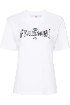 Chiara Ferragni Playera con logo estampado y glitter