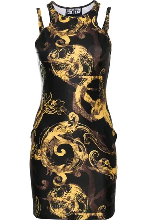 VERSACE Vestido midi con estampado Watercolour Couture