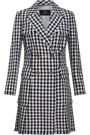 Etro Abrigo a cuadros gingham estampados con doble botonadura