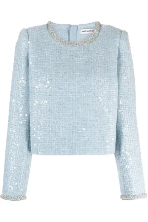 Self-Portrait Blusa de tweed bordada con lentejuelas