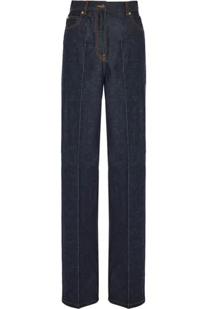 Salvatore Ferragamo Jeans anchos con costuras en contraste y aplique del logo