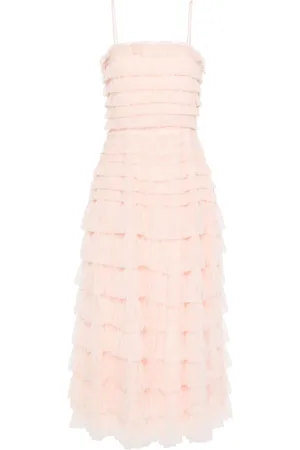 Twin-Set Vestido midi de tul con volantes