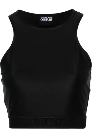 VERSACE Top corto con banda del logo