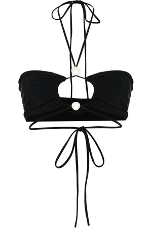 MAGDA BUTRYM Top de bikini estilo bandeau con detalle de perlas