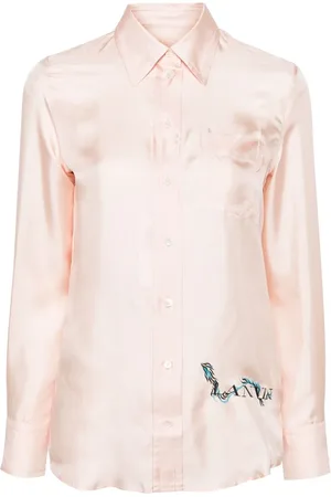 Lanvin Camisa de seda con logo estampado