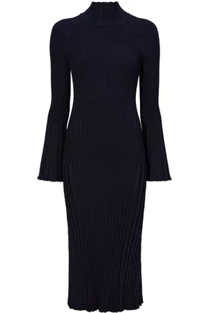 Proenza Schouler Vestido midi tejido de canalé con cuello vuelto