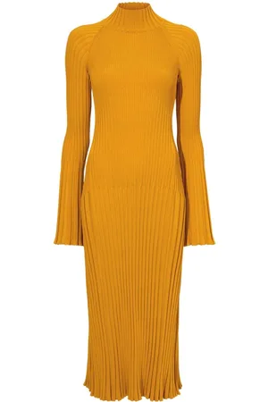 Proenza Schouler Vestido midi tejido de canalé con cuello vuelto