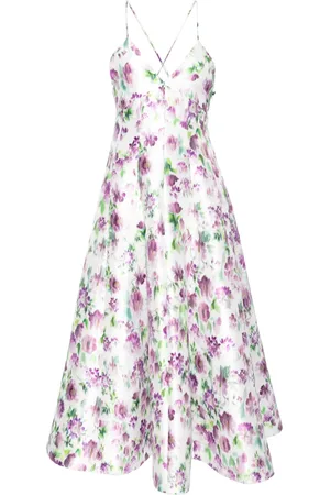 Serafini Vestido midi con diseño acampanado y estampado floral