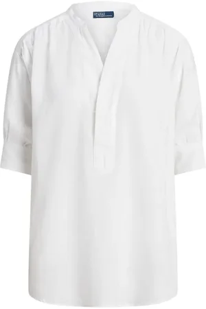 Camisa blanca con botones y ribete de cuadros azules – Eight-X