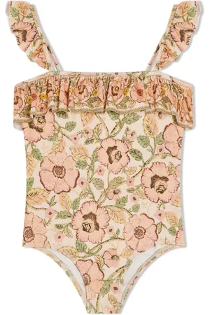 ZIMMERMANN Traje de baño con estampado floral y volantes