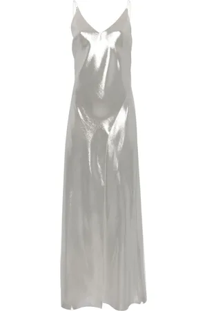 CARINE GILSON Slip dress de seda con detalle de lurex