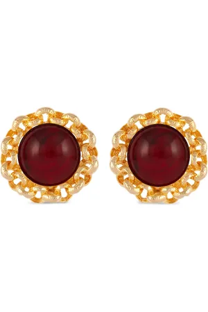 Susan Caplan Aretes de clip con detalle de cabujón 1990