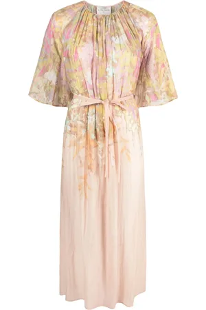 FORTE FORTE Vestido midi con diseño plisado y estampado floral