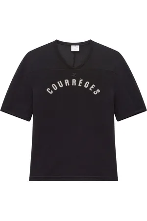 Courrèges Playera de malla con logo estampado