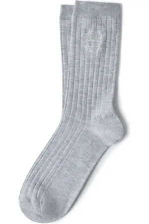 Brunello Cucinelli Calcetines tejidos con logo en intarsia