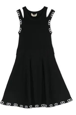 Twin-Set Vestido acampanado con logo jacquard