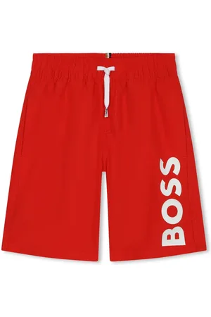HUGO BOSS Shorts de playa con cordones y logo estampado