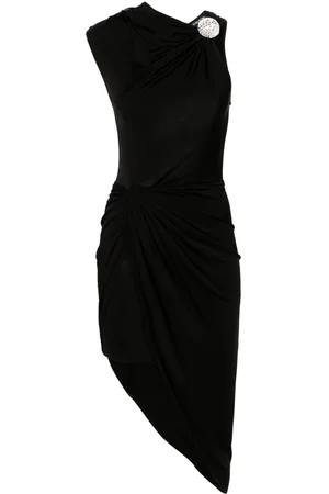 DAVID KOMA Vestido midi con diseño drapeado y efecto satinado