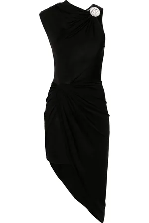 DAVID KOMA Vestido midi con diseño drapeado y efecto satinado