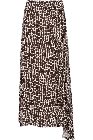 Msgm Falda larga asimétrica con animal print