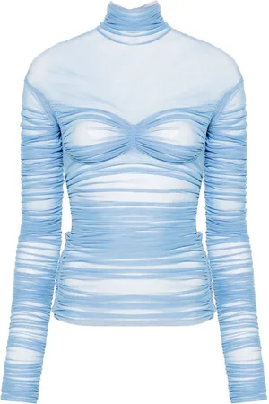 MUGLER Top fruncido de malla