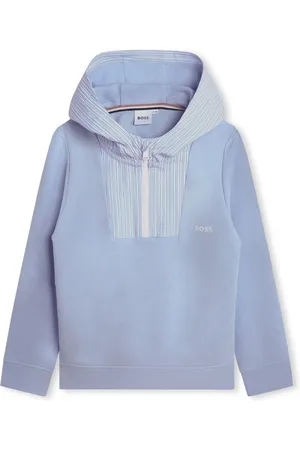 HUGO BOSS Hoodie con medio cierre y logo estampado