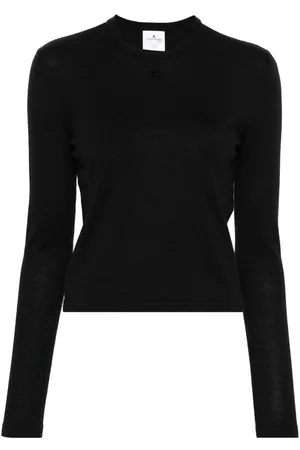Courrèges Suéter de canalé con logo bordado