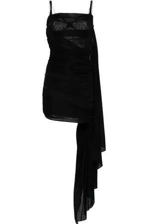 MUGLER Vestido corto con diseño drapeado y abertura en la espalda