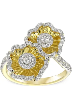 Marchesa Notte Anillo Halo Flower en oro amarillo de 18kt con diamante