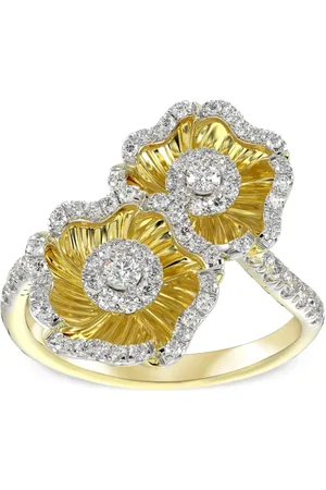 Marchesa Notte Anillo Halo Flower en oro amarillo de 18kt con diamante