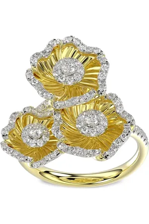Marchesa Notte Anillo Halo Flower en oro amarillo de 18kt con diamante