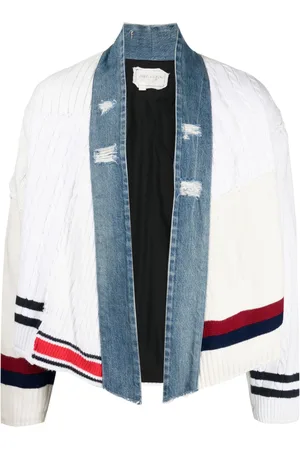 GREG LAUREN Cárdigan con paneles tejidos de ochos