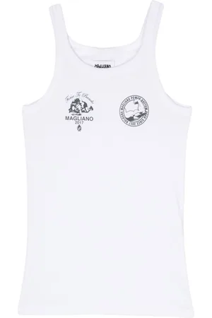 MAGLIANO Top tejido de canalé con logo estampado