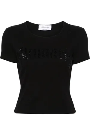 BLUMARINE Playera de canalé con detalles de strass