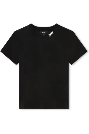 DKNY Playera tejida de canalé con logo estampado