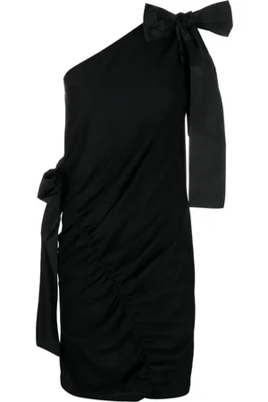 Msgm Vestido con detalle de moño y un hombro descubierto